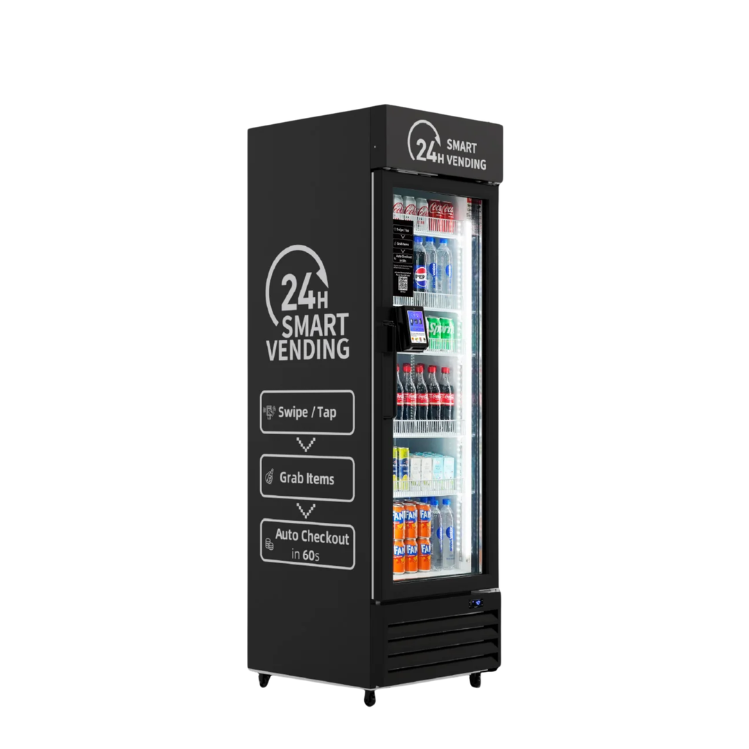 AI smart vending cooler with glass door